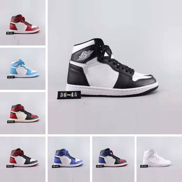 

1 high og banned bred toe spider-man unc 1s 3 mens basketball shoes homage to home chicago royal blue men sports designer sneakers, Black