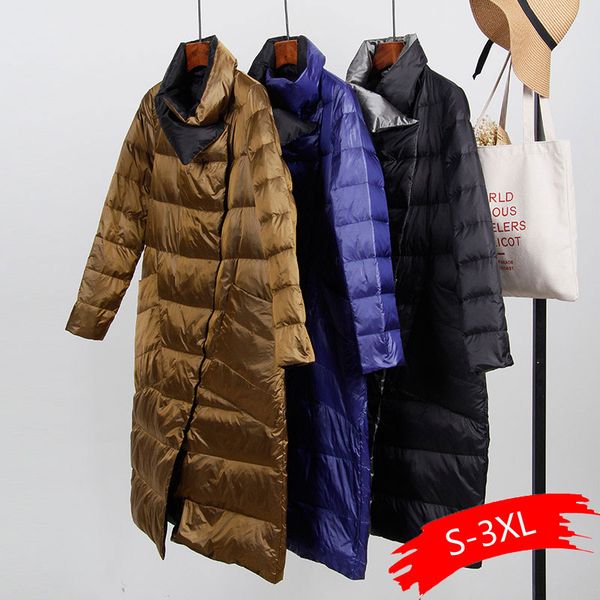 

cotton coat ultra light jacket women winter double sided slim parkas coat single breasted parkas, Black