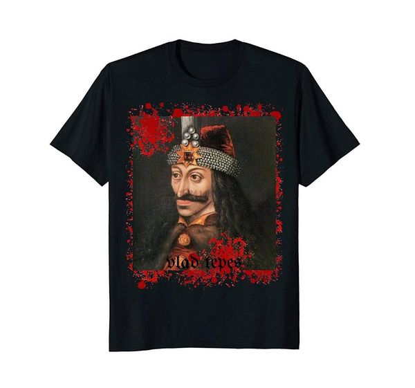 

vlad tepes count dracula graphic art vampire t-shirt, White;black