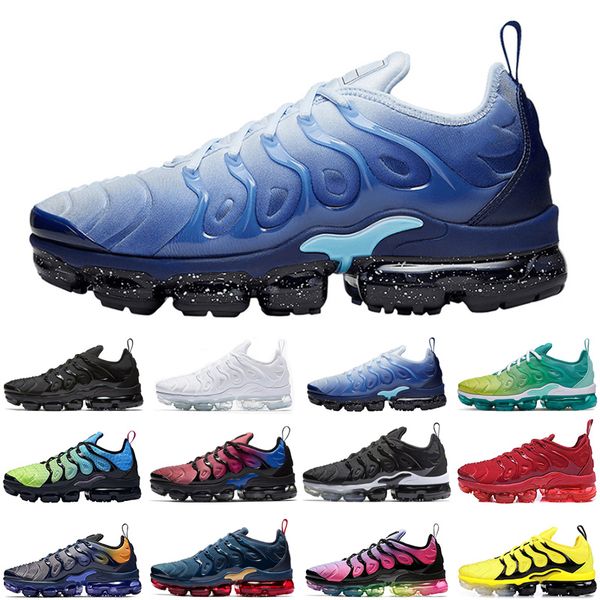 

new tn plus men women running shoes triple black white violet ice blue orange be true mens womens trainers sports sneakers runners