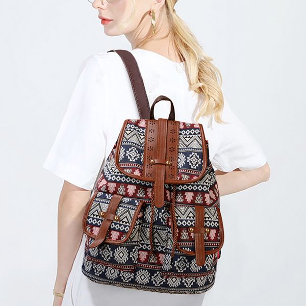

new backpack european and american style canvas printing casual ladies backpack daily fashion ladies small mochila
