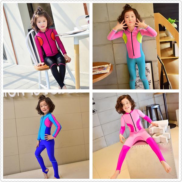 

2019 uv protection one piece swimsuit child full cover bathing suit baby girl swimming costume kids swimwear patchwork wholesale, White;black