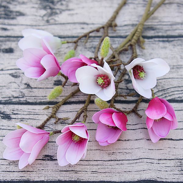 

decorative flowers & wreaths artificial magnolia branches silk flower orchid family wedding party diy accessories