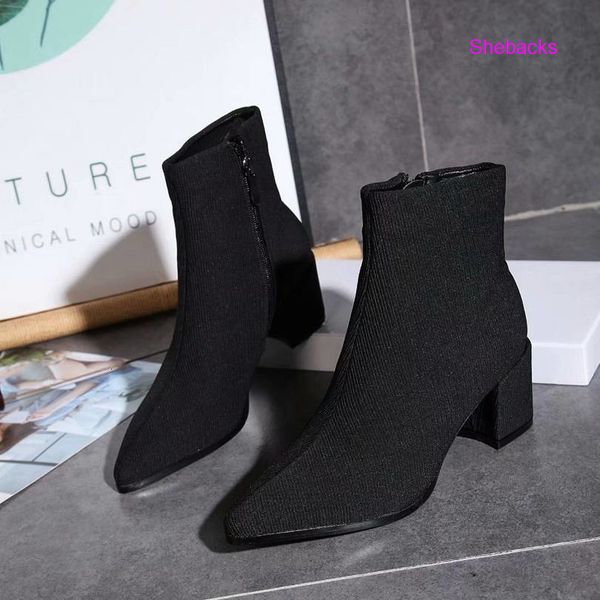 

leqs hotsale женщины весна и осень остроконечные квадратные высокие каблуки короткие сапоги wzqh1 7yo3 rvi6, Black;grey