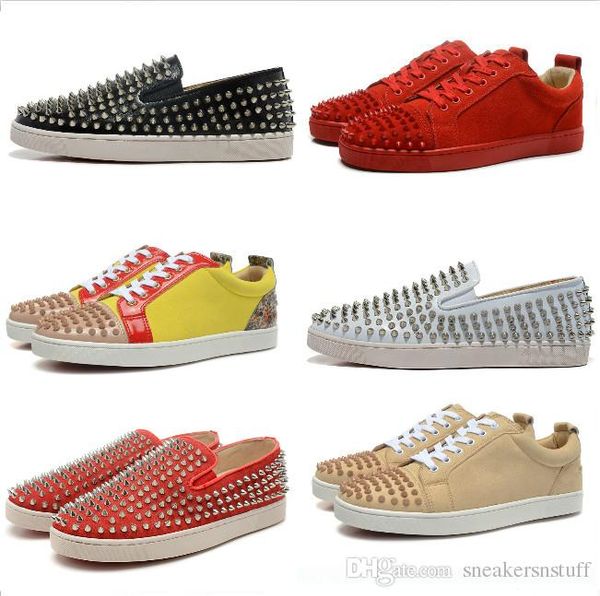 

Низкий вырезать замша шипами Toe случайные квартиры Красное дно роскошные туфли 201