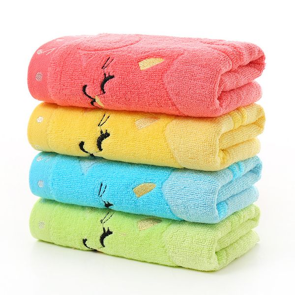 

10pcs set children's 100% pure cotton hand face jacquard embroidery cat small towel 25*50cm cartoon baby super soft and healthy towel