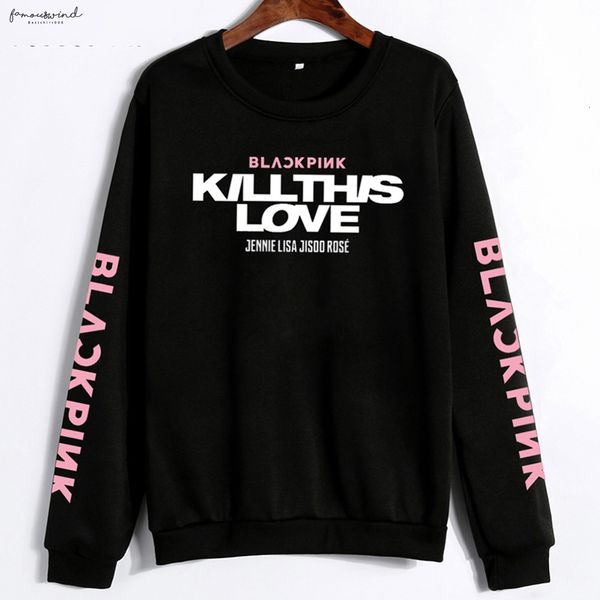 

unisex lovers одежда корейский blackpink убить этого человека любовь альбом письма толстовка женщина пуловер sudadera mujer, Black