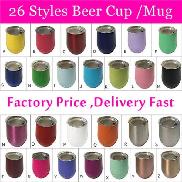 

12oz beer tumbler stainless steel wine glasses egg cup 2 layer vacuum insulated beer mug wedding party gifts