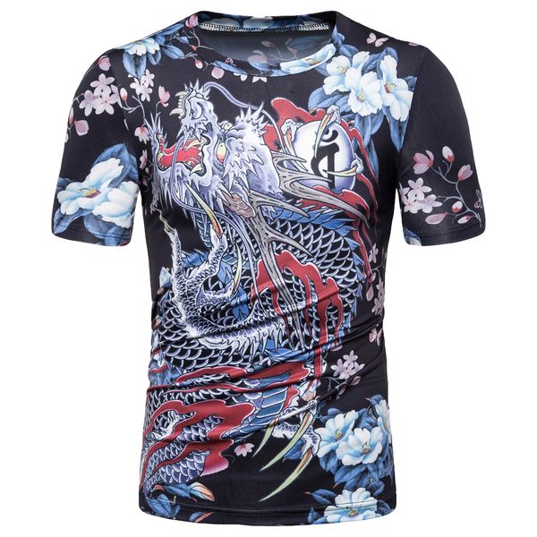 

tshirt homme 2019 men's summer casual fashion printing o-neck short sleeve t-shirt blouse camisa masculina ing, White;black