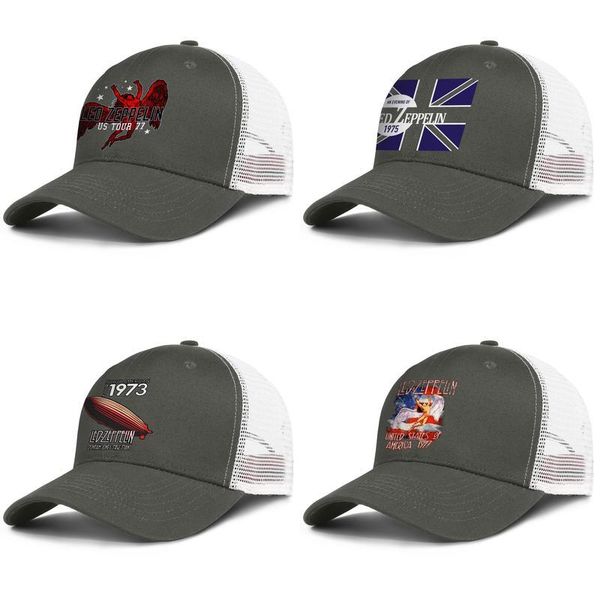 

led zeppelin america 1977 mens and womens adjustable trucker meshcap designer blank personalized baseballhats 1973 concert tour an, Blue;gray