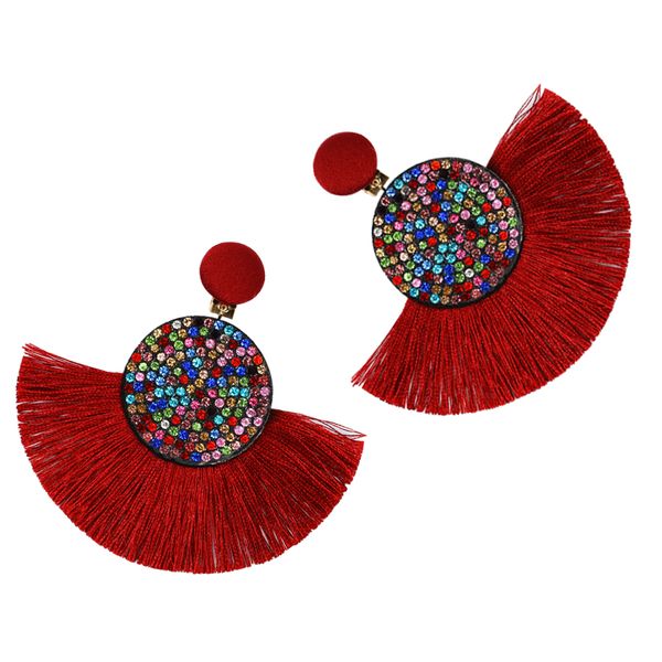 

colorful crystal tassel clip on earrings for no pierced women charm earrings fashion jewelry wedding statement fringe ear clips, Silver
