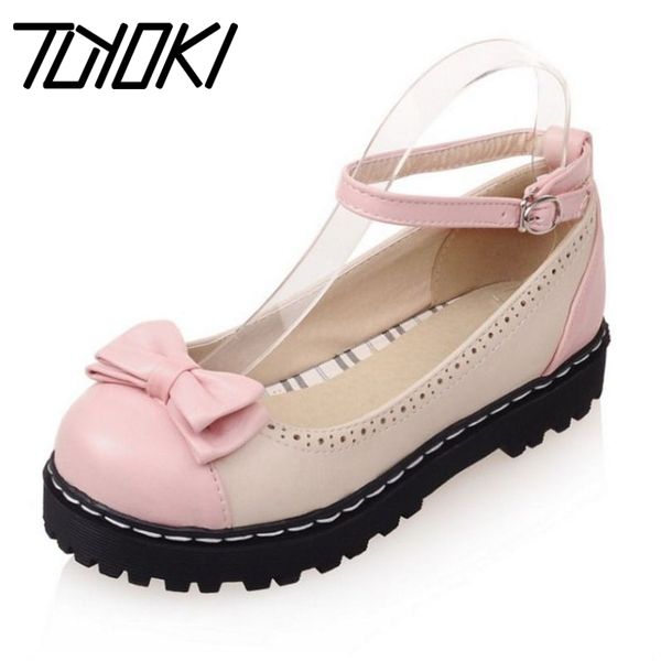 

tuyoki dropship wholesale platform sweetheart shoes mary janes summer spring flats women with ankle strap flat heel platform, Black