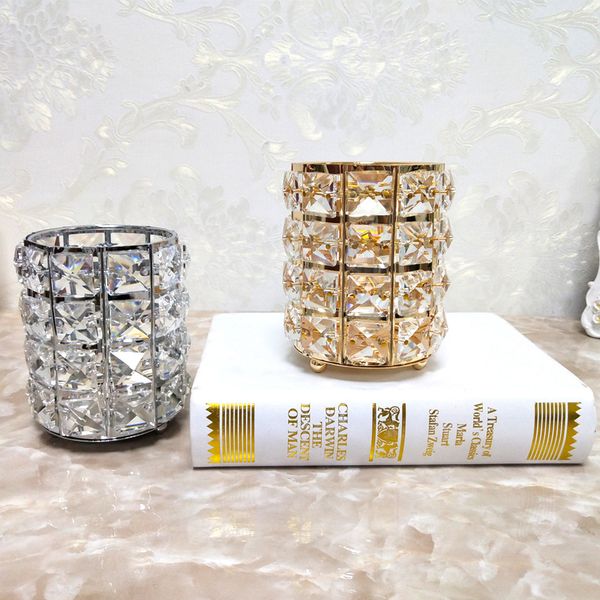 

crystal candle holder romantic candlelight dinner candleware wedding arrangement deskgold sliver color pen container creative 13 5zs l1