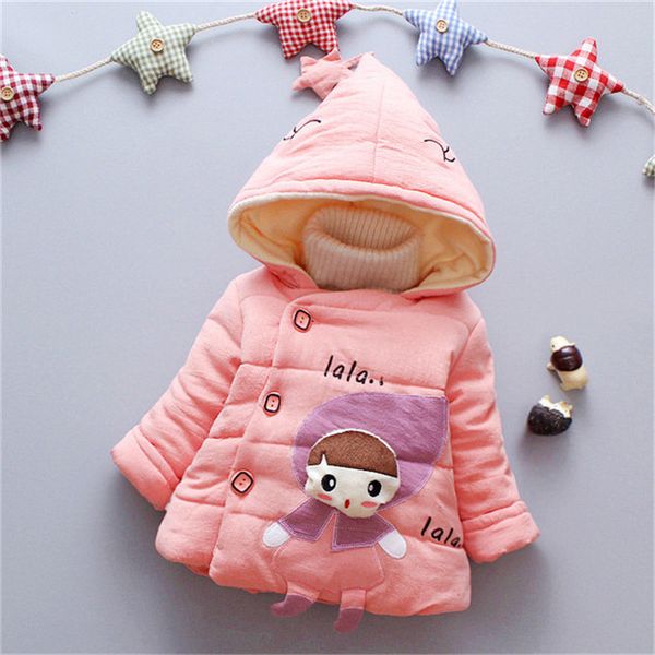 

bibicola baby girls jackets infant kids winter warm thick fleece velvet hooded outerwear toddle children cartoon coats snowsuit, Blue;gray