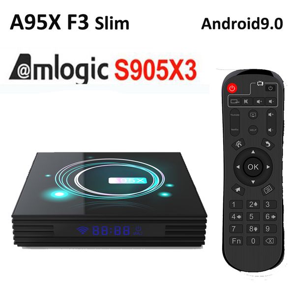 

a95x f3 тонкий smart tv box android 9.0 amlogic s905x3 4gb 32gb 8k поддержка wifi plex media player android tv box