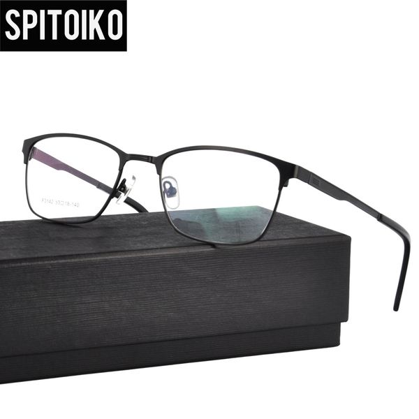 

spitoiko metal optical frame rectangle myopia spectacles prescription eyewear eyeglasses f3142, Black