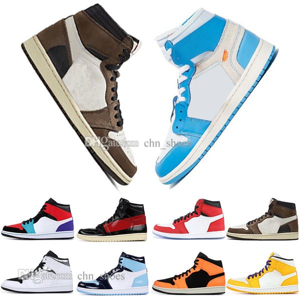 

1 og travis scotts basketball shoes mens women spiderman chicago unc homage to home multi-color pine green men sports designer sneakers