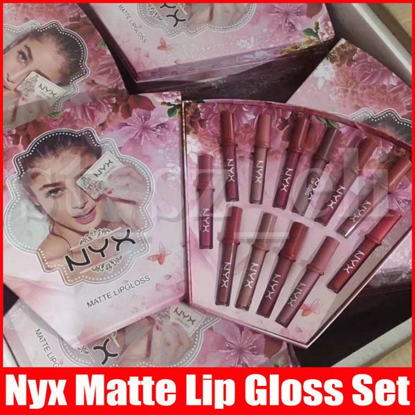 

new makeup nyx matte lipgloss nyx lipsticks 12pcs set 12 colors lip gloss liquid lipstick cosmetics gift waterproof christmas