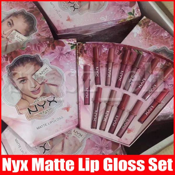 

новый макияж nyx матового блеск для губ nyx помады 12шт набор 12 цветов блеска для губ жидкой помады косметики подарок водонепроницаемого ро