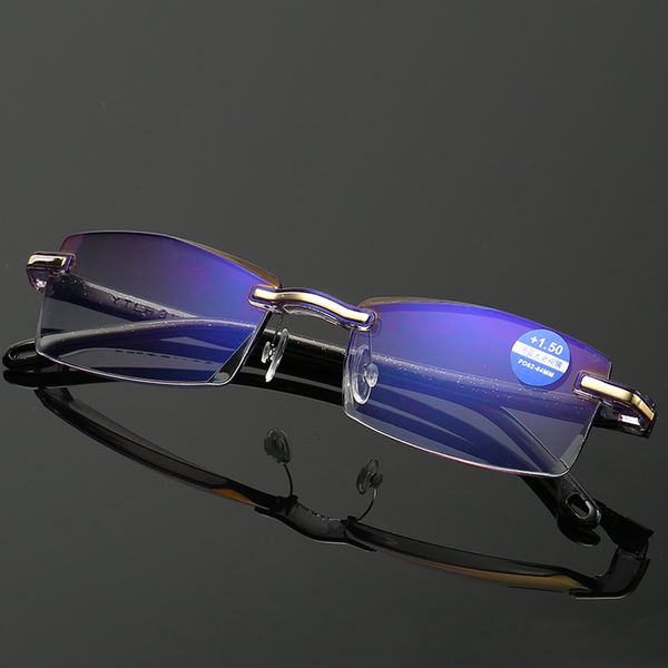 

kottdo 2019 new diamond trimming reading glasses comfortable anti-blue light tr90 blue film one men's glasses antil-blue, Black