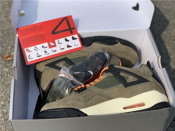 

новые аутентичные 4 непобедимый travis scotts 4s мужские ботинки баскетбола спорта кроссовки замша коричневый оранжевый 623jordan с оригинал