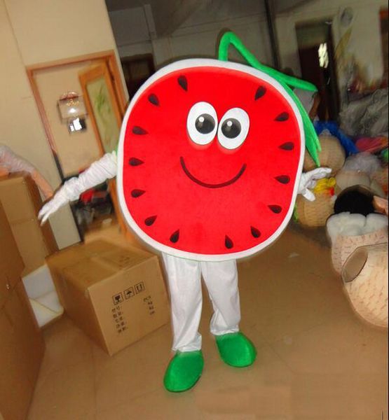 2019 Desconto de fábrica venda quente EVA Material da melancia Traje Da Mascote Fruta Dos Desenhos Animados Fato de Halloween da festa de Aniversário