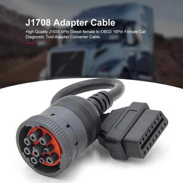 

truck cable adapter converter cable obd1 to obd2 for j1939 9pin diesel female car diagnostic tool to obd2 16pin