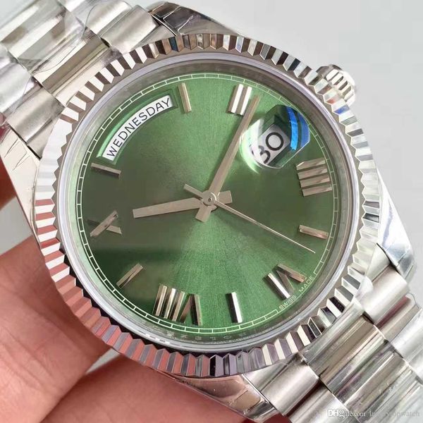 

Hot sale Men's Watch 40MM White Textured Dial DATEDAY Series Sapphire Mirror Heads With Recessed Bezel Butterfly Buckle free shipping