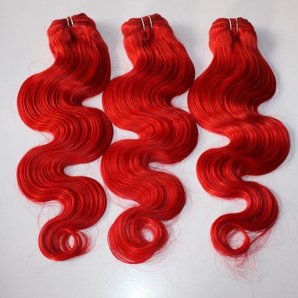 Cor cabelo vermelho onda do corpo brasileiro virgem cabelo humano pacotes tecer extensão 3 pçs cabelo vermelho
