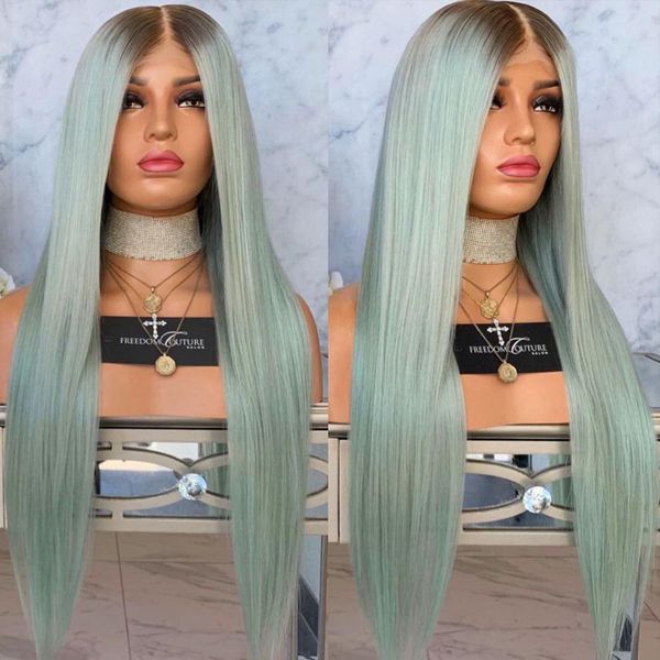

t4/green ombre 360 lace frontal wigs brazilian transparent lace front human hair wigs 613 blonde wig with bleached knots, Black;brown
