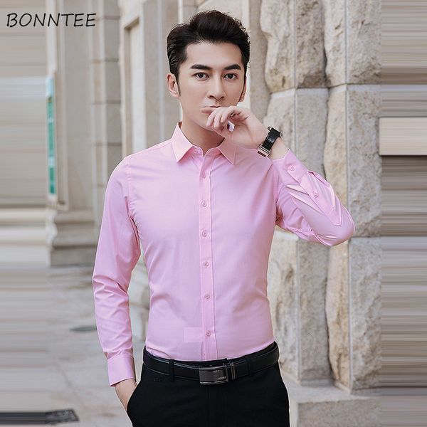 

men shirts solid simple casual long sleeve large size 5xl turn-down collar loose mens new trendy korean style chic, White;black
