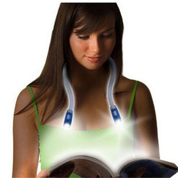 Flexível ajustável LED Handsfree Neck Luz Huglight Livro de leitura Lâmpada Abraço Luz novidade Noite Iluminação com 4 LEDs