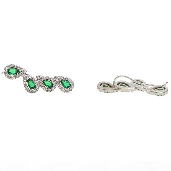 

изумрудный зеленый кубического циркония развертка альпинист серьга длинных провода уха франция горячих продавать великолепные моды женщину ю, Golden;silver