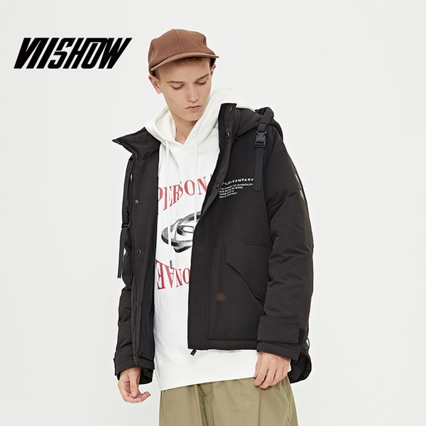 

viishow2019 winter new black down jacket men tide brand men's hooded down jacket warm short