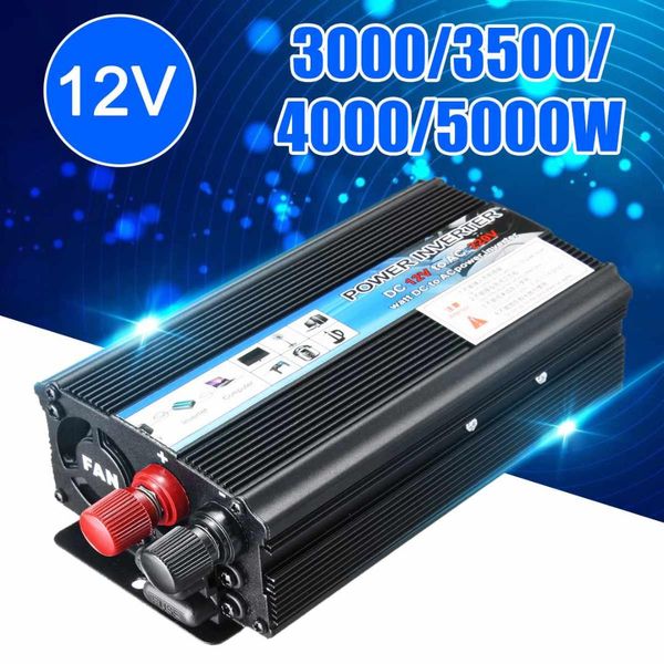 

new 5000w-3000 wasolar power inverter dc 12v to ac 220v usb modified sine wave converter car power inverter charger adapter