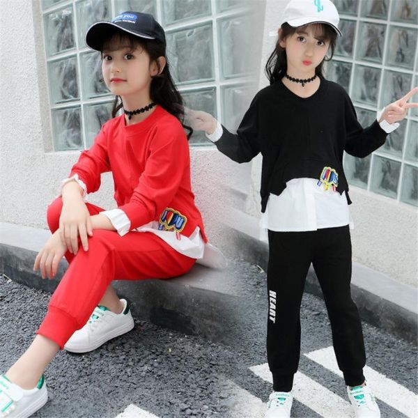 

детская одежда набор мода подросток девушки спортивные костюмы осень весна 2 шт. детские спортивные костюмы 8 10 лет девушки одежда размер 1, White