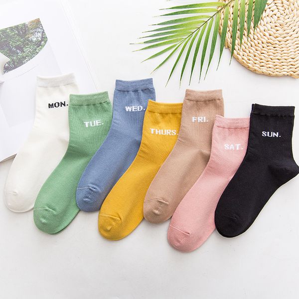

ins new cotton socks неделя письмо носки фабрика оптовая продажа, Black;white
