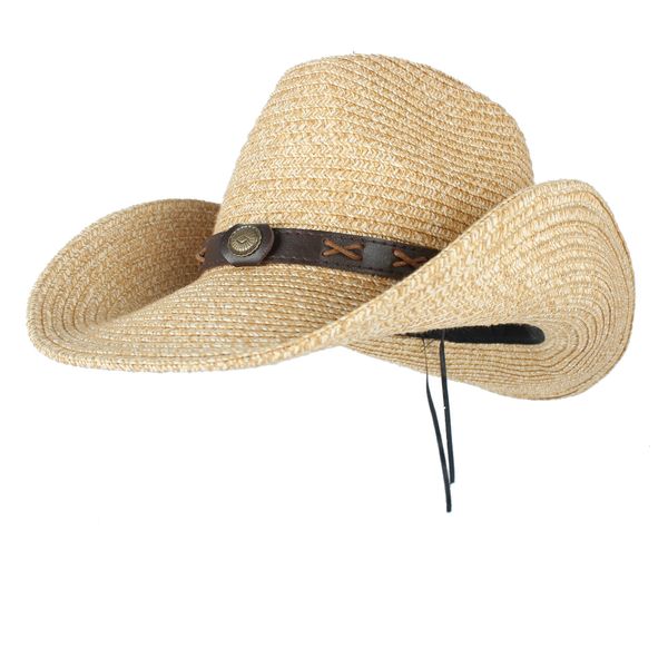 

women's men's summer straw beach wide brim cowboy western cowgirl hat sombrero hombre beach cowgirl jazz sun hat, Blue;gray