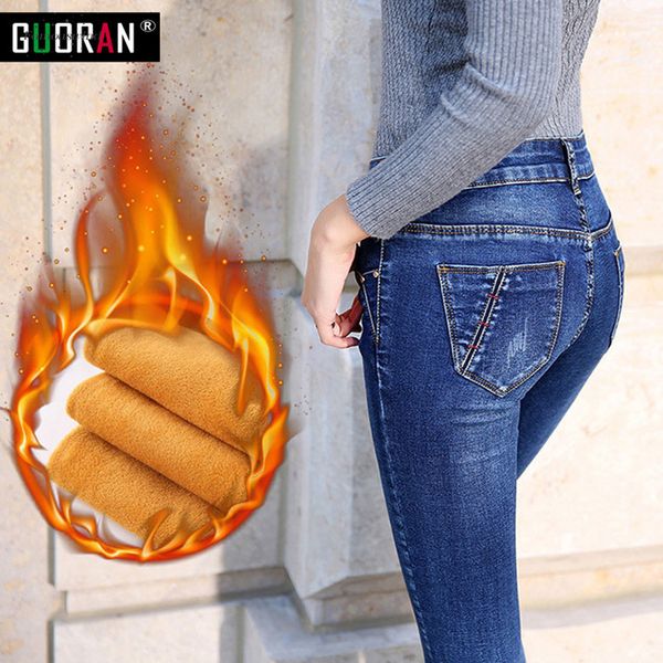 

jeans trousers winter woman warm pencil pants ladies plus size slim feet jeans long women jeans femme plus size, Blue