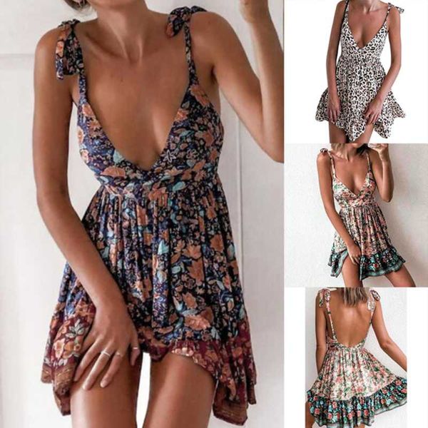 

casual dresses leopard and printed sling deep v neck dress autumn winter sleeveless backless skinny suspenders fashion ladies ruffle, Black;gray