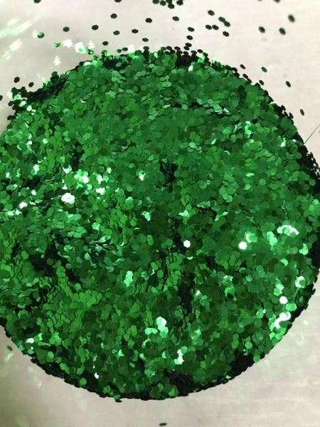 

wholesale 1mm 2mm solvent resistant green hex cosmetic craft glitter, Silver;gold