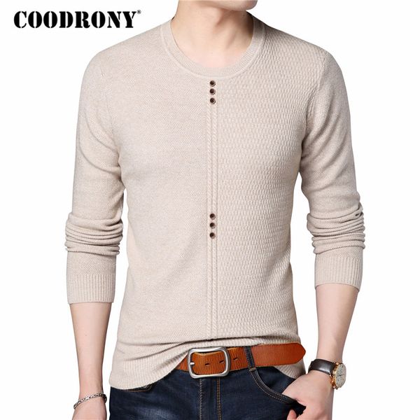 

coodrony sweater men casual o-neck pull homme soft warm cashmere wool pullover men clothes 2018 autumn winter mens sweaters 8111, White;black