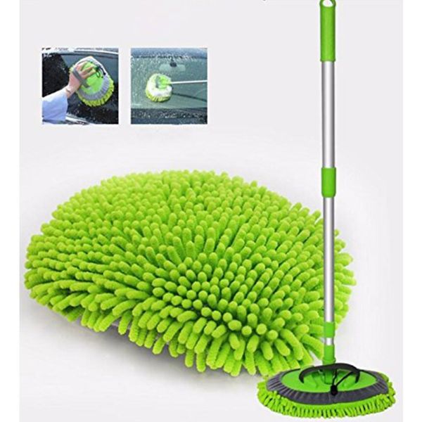 

retractable car wash mop (including brush head)dust removal detachable dual-use mop rag strong water absorption car cleaning a