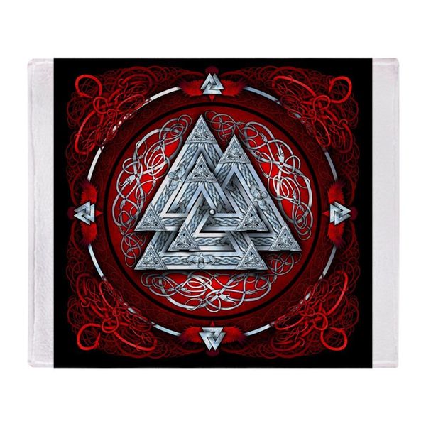 

personalized norse valknut tapestry red throw blanket soft fleece throw blanket cover over sofa bed home textile