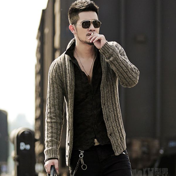 

men's sweater cardigan long sleeve cardigan sweater jacket j281-2, White;black