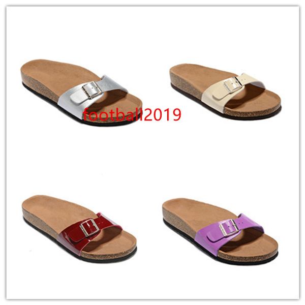 

brand madrid genuine leather slippers for men women wholesale flats cork sandals with buckle summer beach shoes