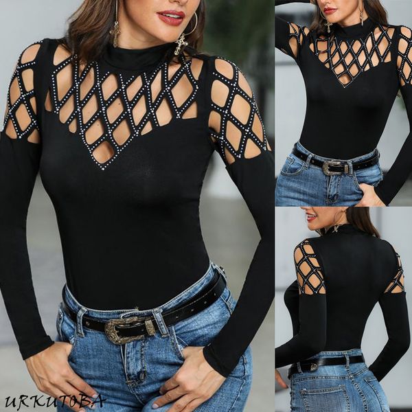 

женщины лето блузка топы с длинным рукавом твердые сексуальные холодное плечо пуловер футболка, White