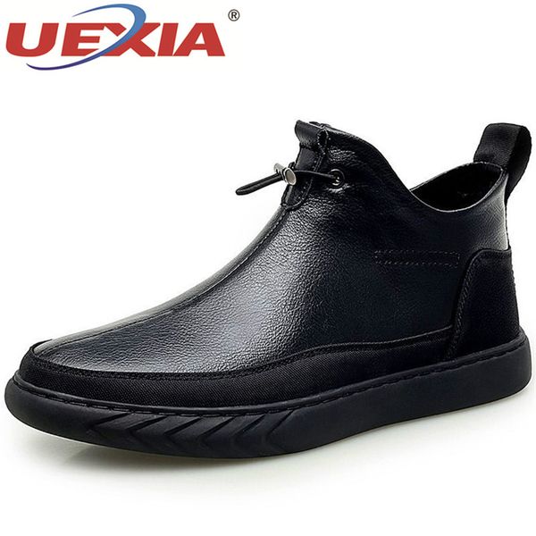 

boots uexia handmade fur plush keep super warm tooling men winter rubber snow england ankle for shoes, Black