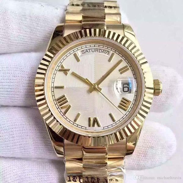 

18k gold president day-date sapphire cystal roma number men watches automatic mechanical movement male wrist watch relo reloj, Slivery;brown