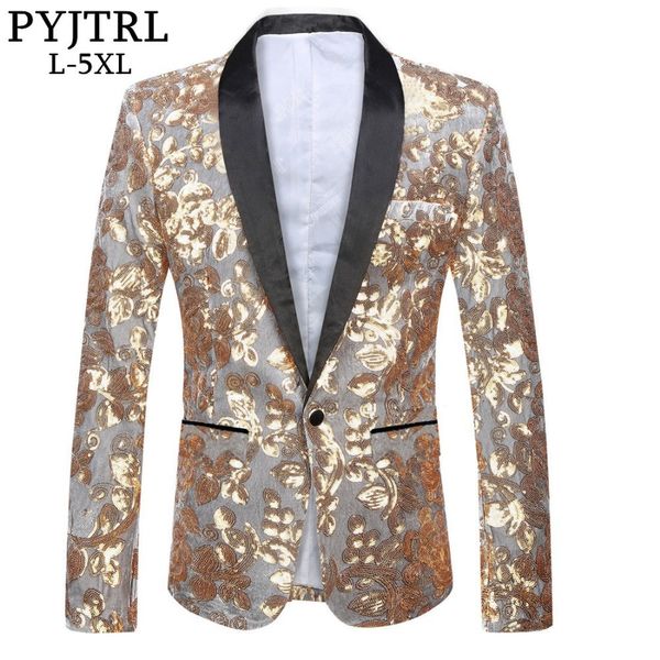 

pyjtrl tide men silver velvet gold sequins slim fit blazer designs plus size 5xl wedding groom mc dj singer suit jacket costumes, White;black